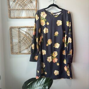 Loft | Peony Black Shift Mini Dress | Button Details | Size S